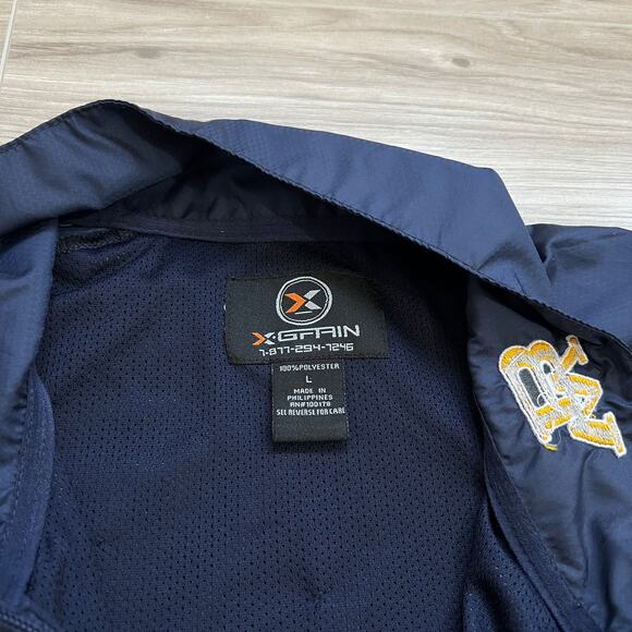 XGrain Jacket Mens Blue Windbreaker Eagle Football Embroidered Quarter Zip L - Picture 15 of 15